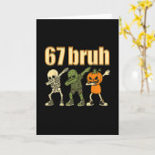 67 Halloween Bruh Funny Brainrot Meme Six Seven Bo カード (黄色い花)