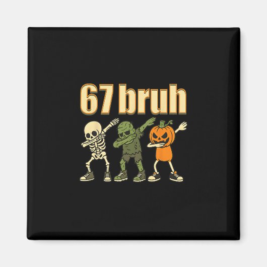 67 Halloween Bruh Funny Brainrot Meme Six Seven Bo マグネット (正面)