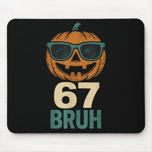 67 Halloween Bruh Pumpkin 6-7 Meme Gen Alpha Slang マウスパッド (正面)