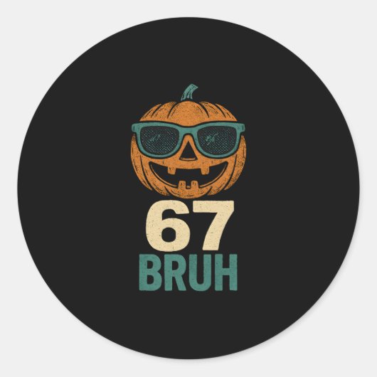 67 Halloween Bruh Pumpkin 6-7 Meme Gen Alpha Slang ラウンドシール (正面)