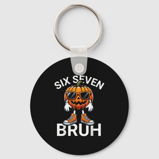 67 Halloween Funny Six Seven Meme Brainrot Pumpkin キーホルダー (正面)