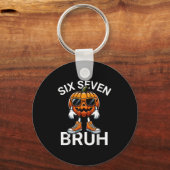 67 Halloween Funny Six Seven Meme Brainrot Pumpkin キーホルダー (正面)