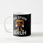 67 Halloween Funny Six Seven Meme Brainrot Pumpkin コーヒーマグカップ (左)