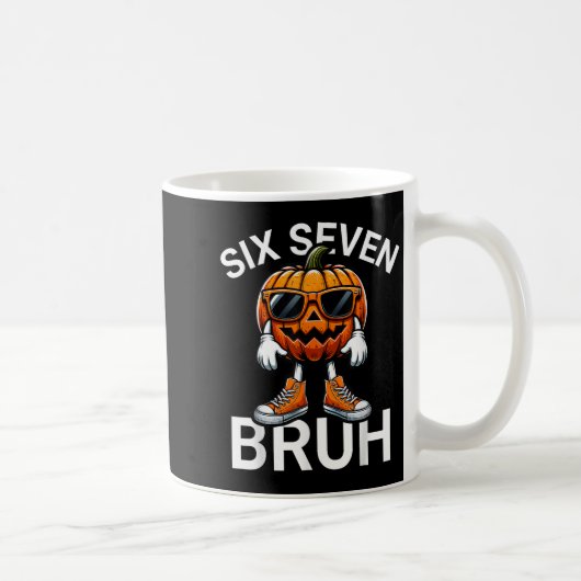 67 Halloween Funny Six Seven Meme Brainrot Pumpkin コーヒーマグカップ (右)