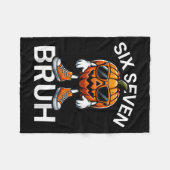 67 Halloween Funny Six Seven Meme Brainrot Pumpkin フリースブランケット (正面(横))