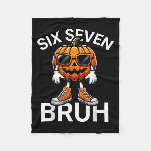67 Halloween Funny Six Seven Meme Brainrot Pumpkin フリースブランケット (正面)