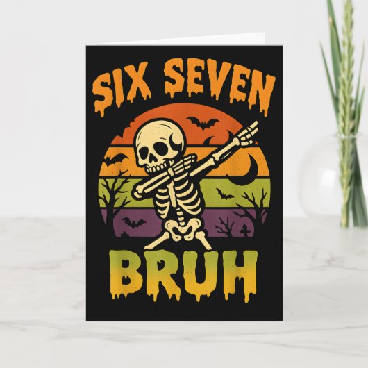 67 Halloween Meme 6 7 Skeleton Six Seven Numbers F カード (正面)