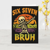 67 Halloween Meme 6 7 Skeleton Six Seven Numbers F カード (黄色い花)
