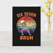 67 Halloween Meme Six Seve Skeleton Numbers Funny  カード (黄色い花)