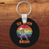 67 Halloween Meme Six Seve Skeleton Numbers Funny  キーホルダー (正面)