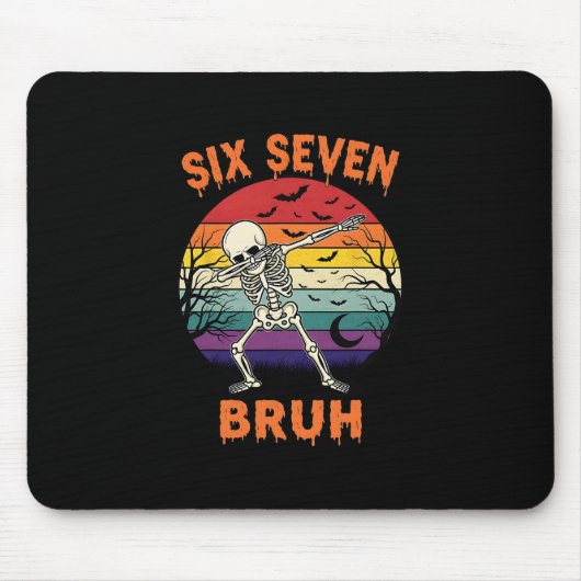 67 Halloween Meme Six Seve Skeleton Numbers Funny  マウスパッド (正面)