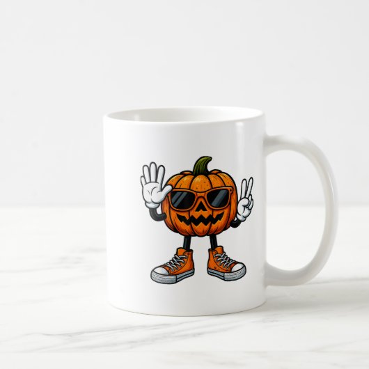 67 Halloween Pumpkin Funny Brainrot Meme Kids Six  コーヒーマグカップ (右)