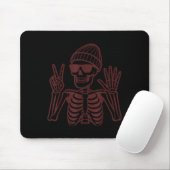 67 Halloween Skeleton Peace Sign Funny Meme Six Se マウスパッド (マウス)