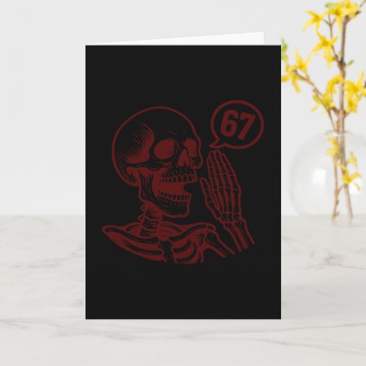 67 Halloween Skeleton Six Seven Meme Brainrot Funn カード (黄色い花)