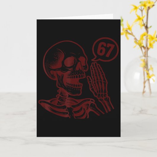 67 Halloween Skeleton Six Seven Meme Brainrot Funn カード (黄色い花)