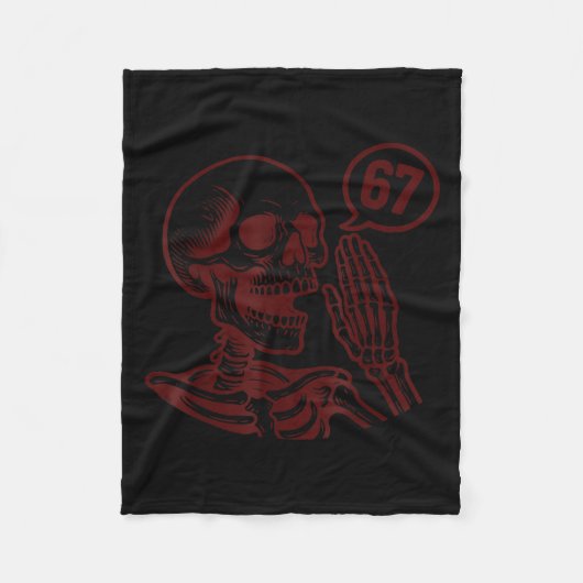 67 Halloween Skeleton Six Seven Meme Brainrot Funn フリースブランケット (正面)
