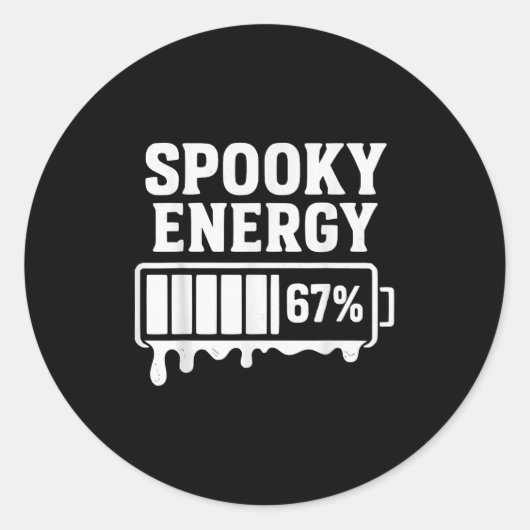 67 Halloween Spooky Energy Brainrot Meme Six Seven ラウンドシール (正面)