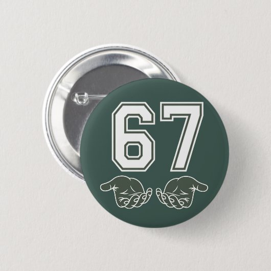 67 Hand Funny Six Seven Meme Generation Alpha  缶バッジ (正面&裏面)