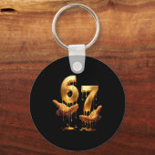 67 Hands Six Seven 6 7 Gold Drip Teens Boys Kids D キーホルダー (正面)