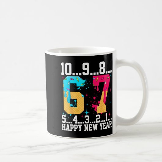 67 Happy New Year Six Seven Funny Countdown 2026  コーヒーマグカップ (右)