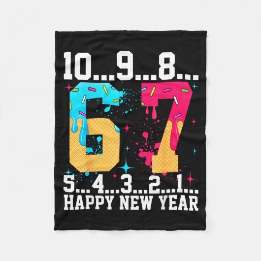 67 Happy New Year Six Seven Funny Countdown 2026 フリースブランケット (正面)