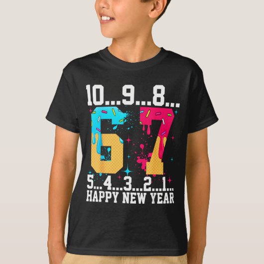 67 Happy New Year Six Seven Funny Countdown 2026 Tシャツ (正面)