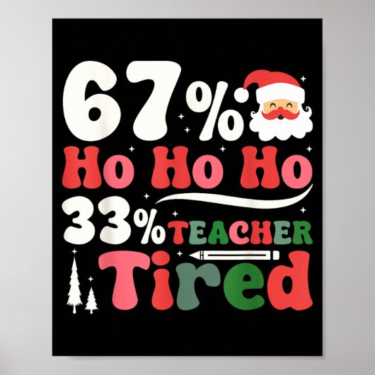 67% Ho Ho Ho 33% Teacher Tired Retro Christmas 67  ポスター (正面)
