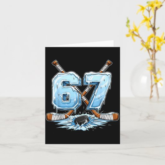 67 Hockey Drip Number Funny Meme Style Boys Graphi カード (黄色い花)