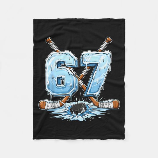 67 Hockey Drip Number Funny Meme Style Boys Graphi フリースブランケット (正面)