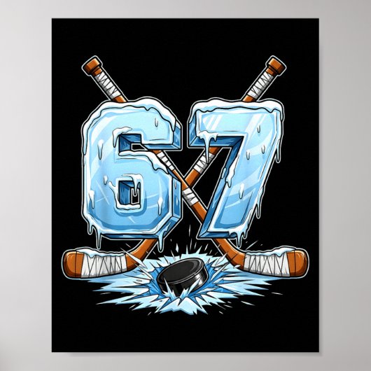 67 Hockey Drip Number Funny Meme Style Boys Graphi ポスター (正面)