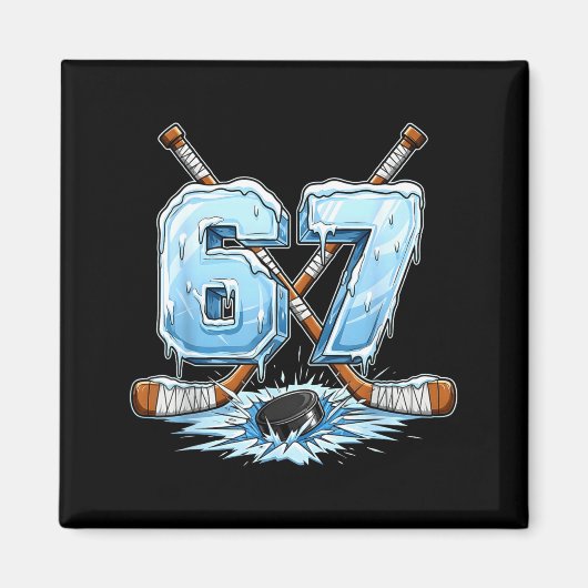 67 Hockey Drip Number Funny Meme Style Boys Graphi マグネット (正面)