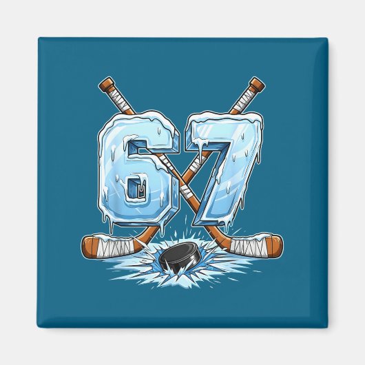 67 Hockey Drip Number Funny Meme Style Boys Graphi マグネット (正面)