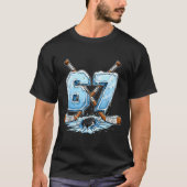 67 Hockey Drip Number Funny Meme Style Boys Graphi Tシャツ (正面)