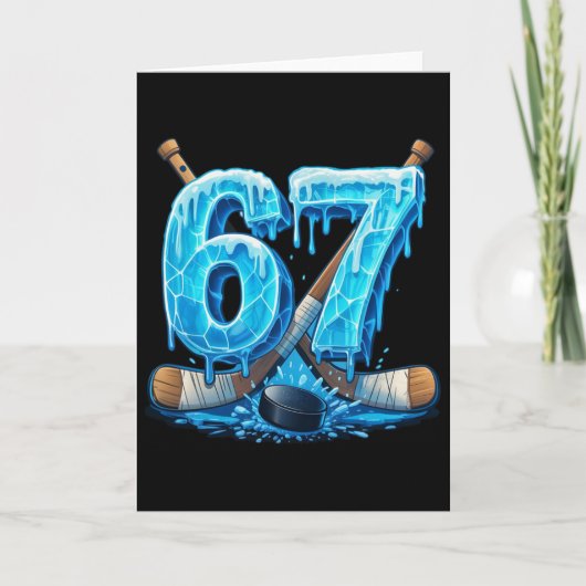 67 Hockey Drip Number Funny Meme Style Six Seven  カード (正面)