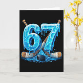 67 Hockey Drip Number Funny Meme Style Six Seven  カード (黄色い花)