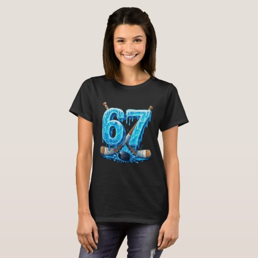 67 Hockey Drip Number Funny Meme Style Six Seven  Tシャツ (正面フル)