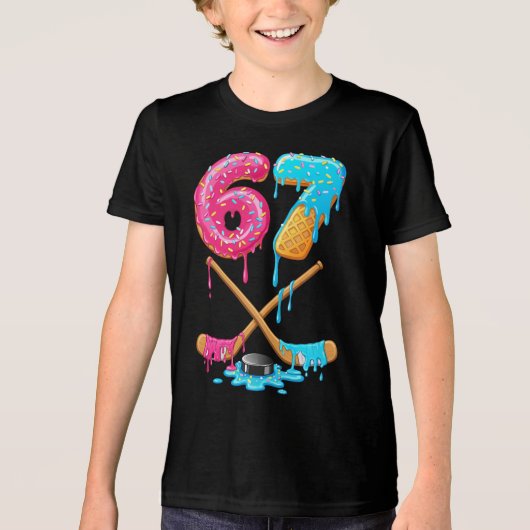 67 hockey Drip Number Funny Six Seven 6 7 Meme トライブレンドＴシャツ (正面)