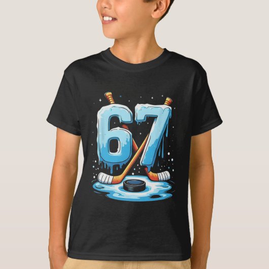67 Hockey Ice Cream Drip Gen Alpha Slang Boys Men  Tシャツ (正面)