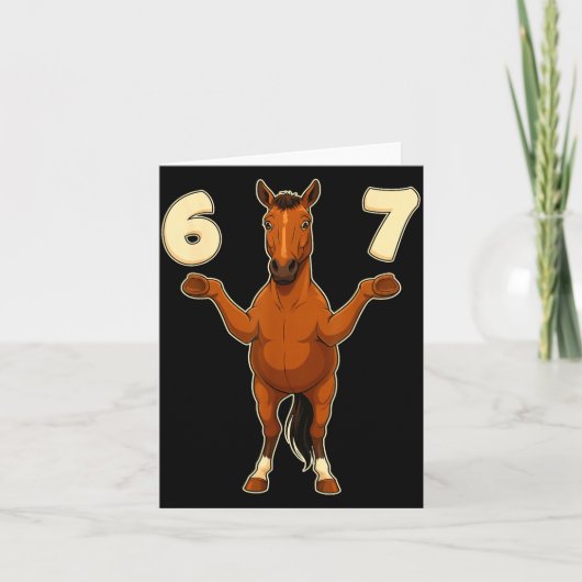 67 Horse Funny Gen Alpha Slang Kids Teens Number T カード (正面)