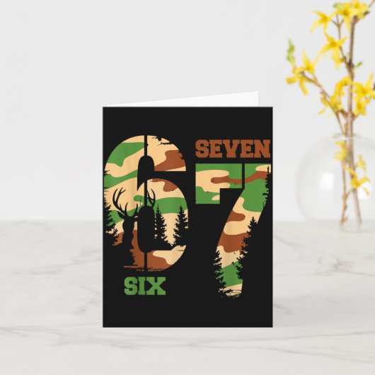 67 Hunting Camo Six Seven 6 7 Meme Camouflage 67 M カード (黄色い花)