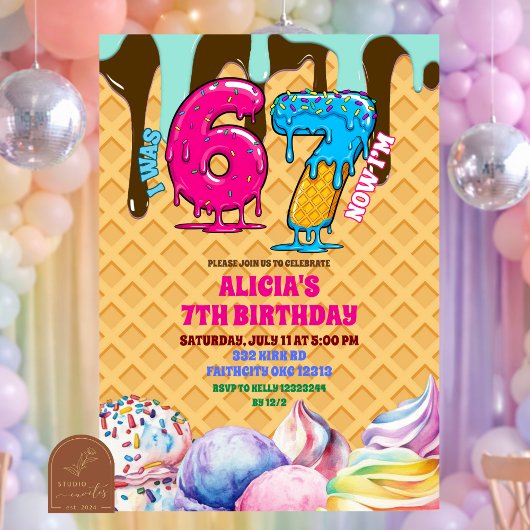 67 ice cream Birthday Party Invitation 招待状