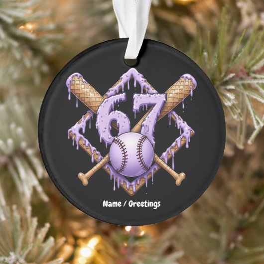 67 Ice Cream Drip Baseball Meme Funny Retro Sport  オーナメント (ツリー)