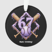 67 Ice Cream Drip Baseball Meme Funny Retro Sport  オーナメント (正面)