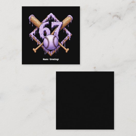67 Ice Cream Drip Baseball Meme Funny Retro Sport  スクエア名刺 (正面/裏面)