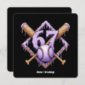 67 Ice Cream Drip Baseball Meme Funny Retro Sport  招待状 (正面/裏面)