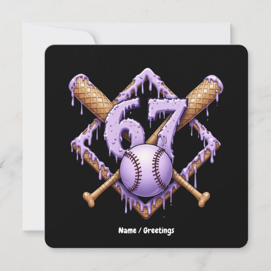 67 Ice Cream Drip Baseball Meme Funny Retro Sport  招待状 (正面)