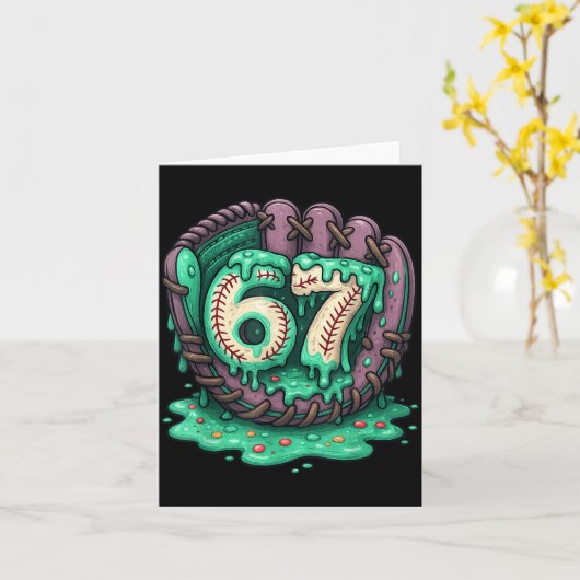 67 Ice Cream Drip Funny Six Seven Baseball  カード (黄色い花)