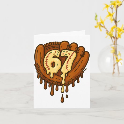 67 Ice Cream Drip Funny Six Seven Baseball  カード (黄色い花)