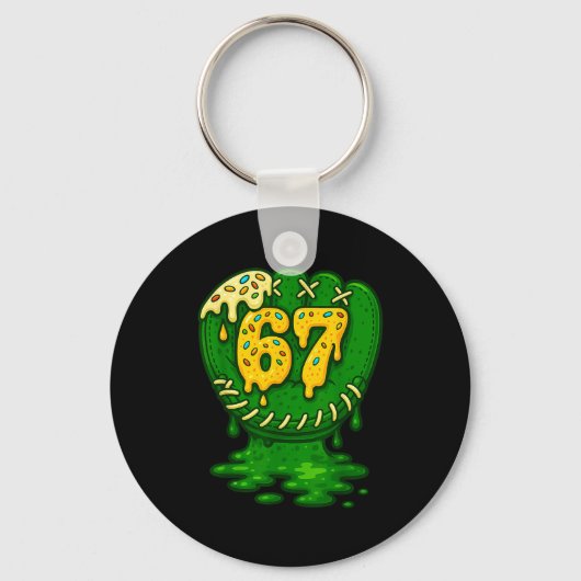 67 Ice Cream Drip Funny Six Seven Baseball  キーホルダー (正面)