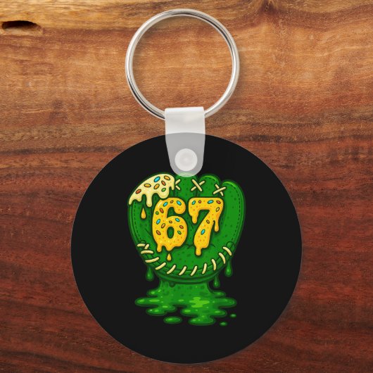 67 Ice Cream Drip Funny Six Seven Baseball  キーホルダー (正面)